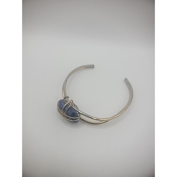 Vintage Bracelet Cuff Silver Tone Gold Tone Wire Wrapped Purple Stone Jewelry - Picture 9 of 15